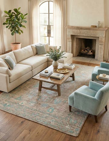 8' 10 x 12' 3 Hand Knotted Oushak Wool Rug