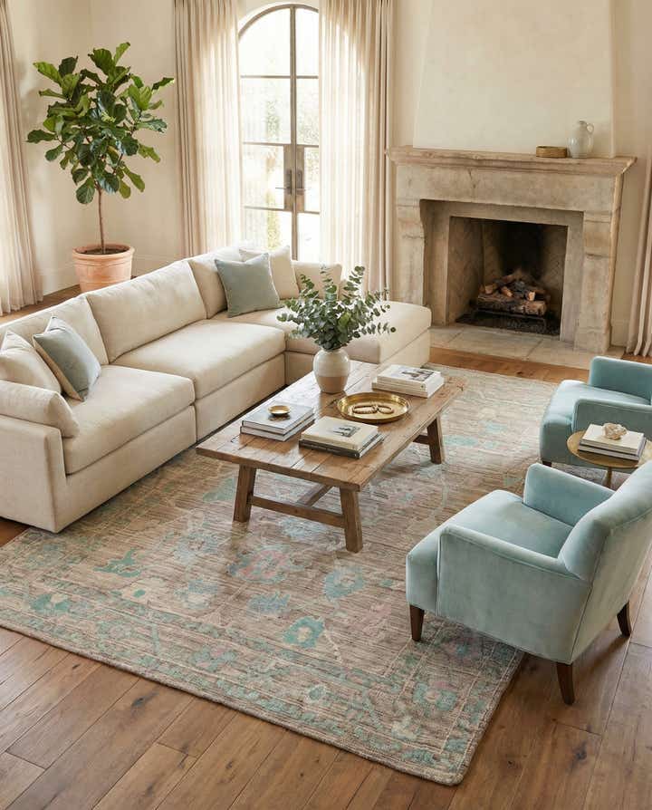 8' 10 x 12' 3 Hand Knotted Oushak Wool Rug