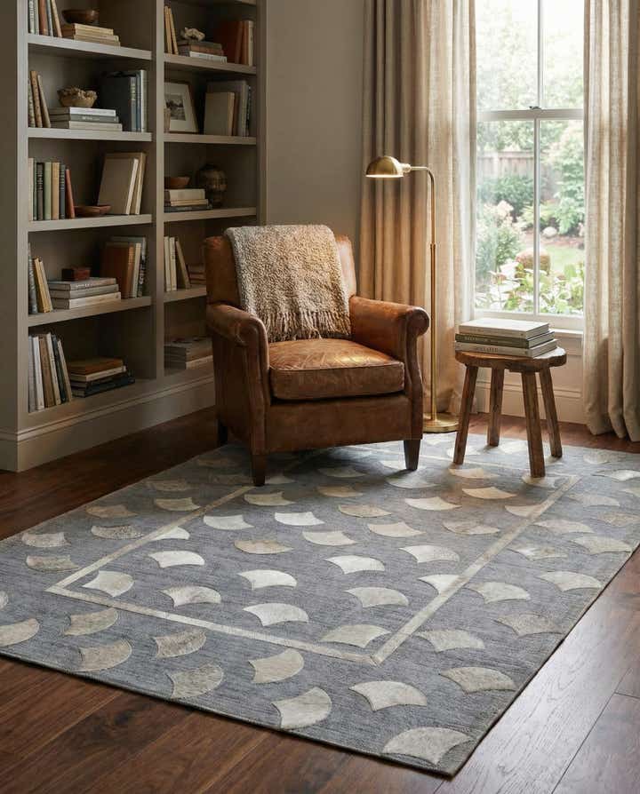 4' 1 x 5' 8 Cowhide Leather Rug