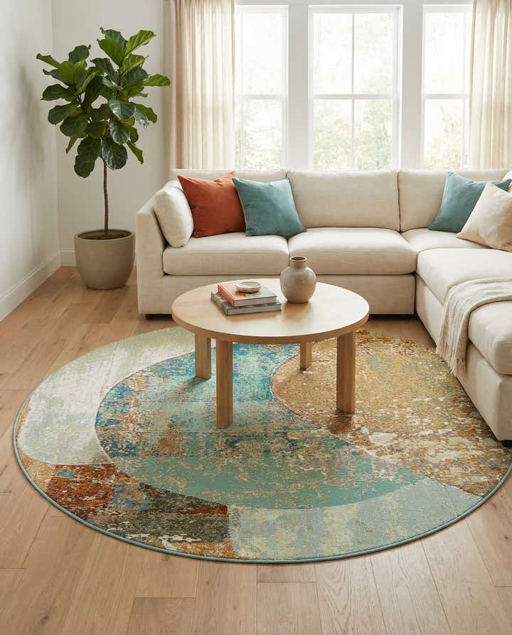 6' 1 x 6' 1 Easy-Clean Modern Indoor / Outdoor Round Rug