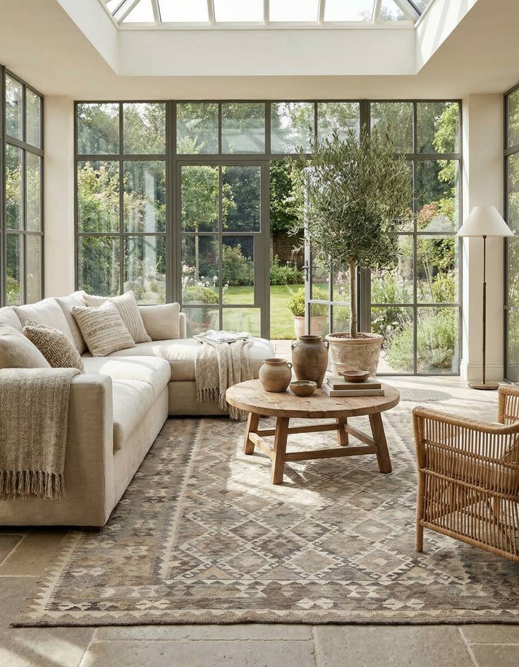 Detail image of  6' 8 x 9' 7  Hand Woven Kilim Maymana Wool Rug