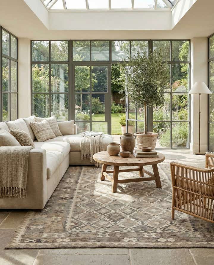 6' 8 x 9' 7 Hand Woven Kilim Maymana Wool Rug
