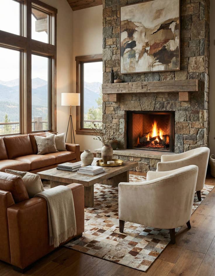 Detail image of  8' 3 x 10' 3 Cowhide Leather Rug