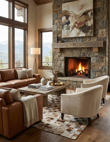 8' 3 x 10' 3 Cowhide Leather Rug