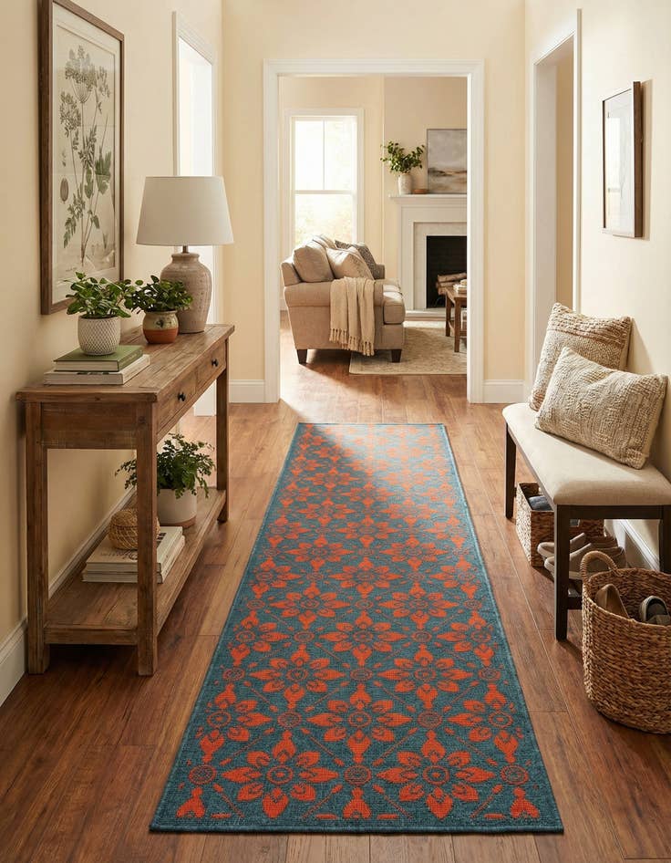 Detail image of 2' 7 x 10'  Washable Trellis Indoor / Outdoor Runner Rug