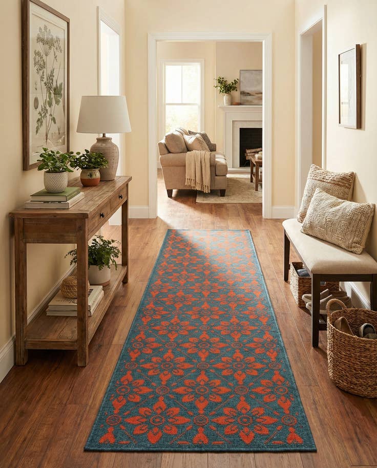 Detail image of 2' 7 x 10' Easy-Clean Trellis Indoor / Outdoor Runner Rug