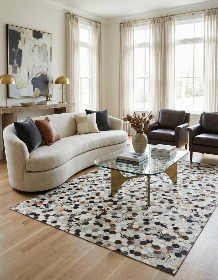 Detail image of 5' 2 x 8' Cowhide Leather Rug