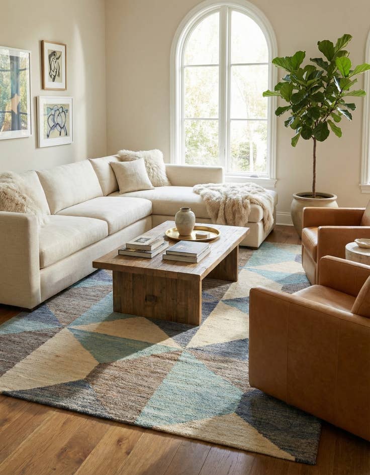 Detail image of  6' 6 x 10'  Hand Knotted Darya Wool Rug