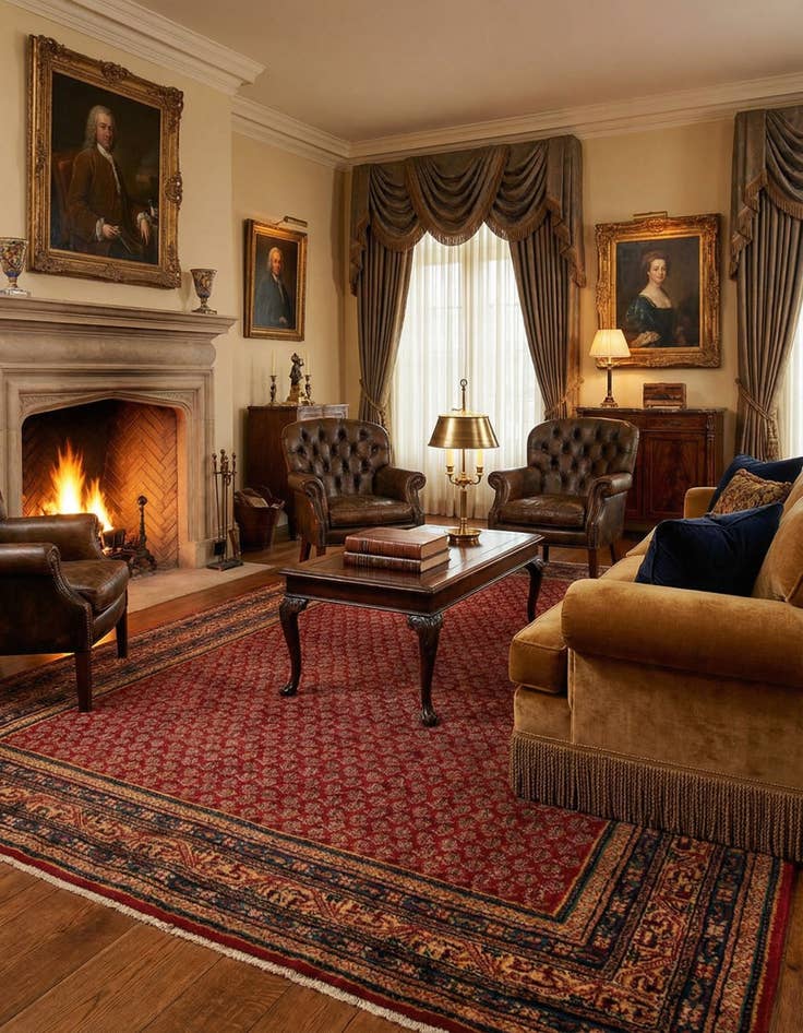 Detail image of 6' 11 x 10' 6 Hand Knotted Sarough Persian Wool Rug