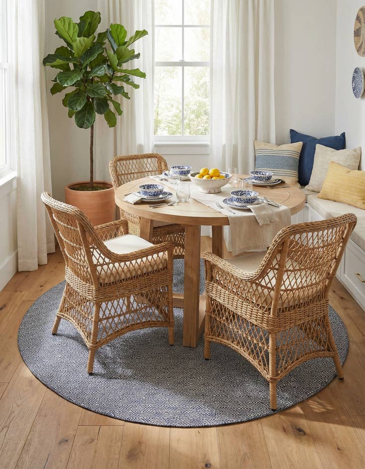 Detail image of  7' 10 x 7' 10  Hand Woven Geo Trellis Flatweave Round Rug