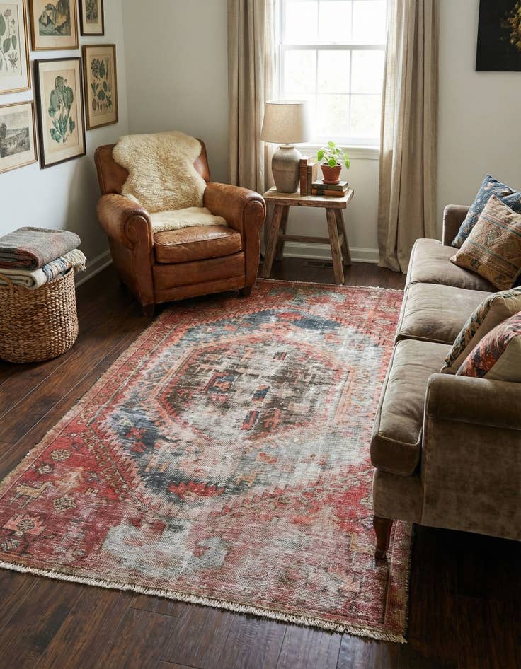 Detail image of  3' 6 x 5' 10  Hand Knotted Ultra Vintage Persian Wool Rug