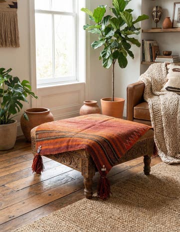 3' 2 x 3' 10 Hand Woven Kilim Maymana Wool Square Rug