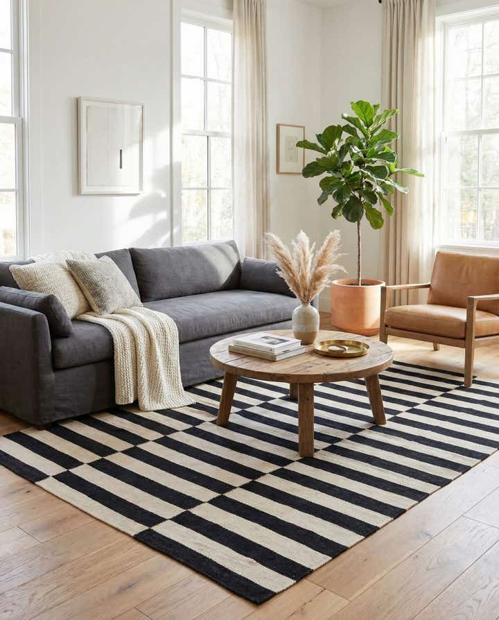 4' 4 x 5' 11 Hand Woven Kilim Modern Wool Rug