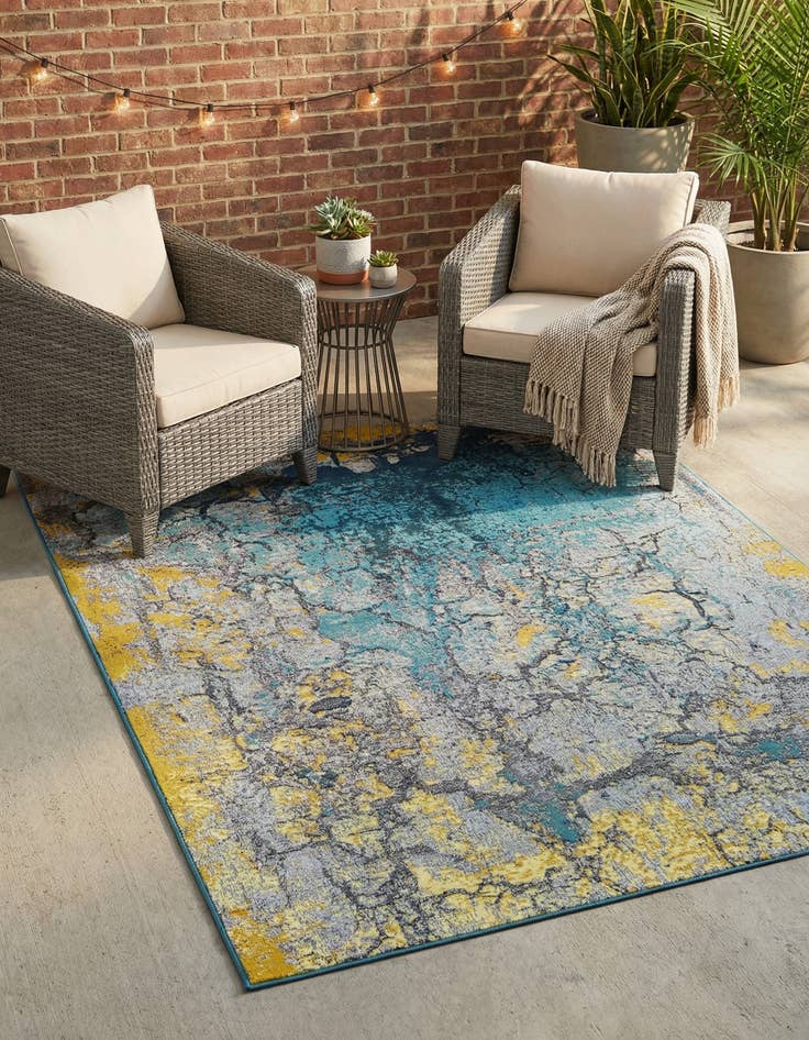 Detail image of 5' x 7'  Washable Modern Indoor / Outdoor Rug