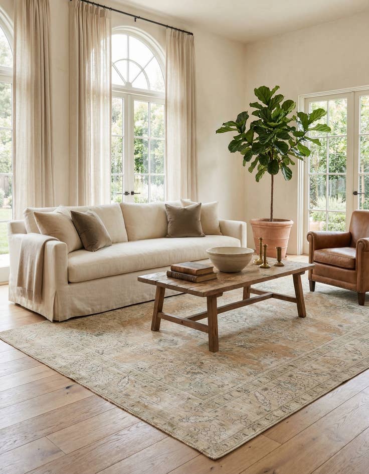 Detail image of 6' 4 x 9' 7  Hand Knotted Ultra Vintage Persian Wool Rug