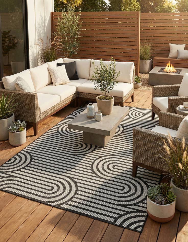 Detail image of 5' 3 x 8'  Washable Modern Indoor / Outdoor Rug