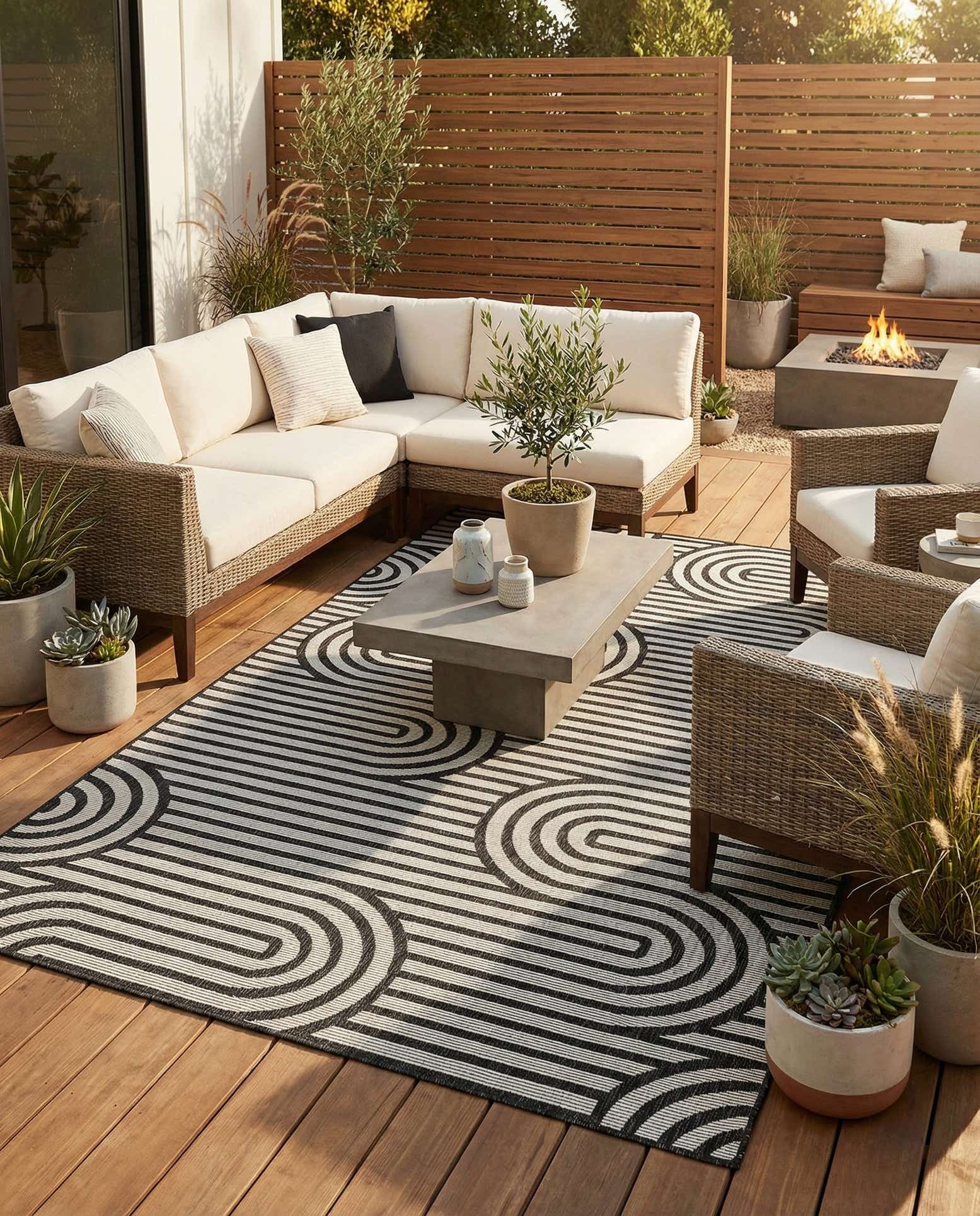 5' 3 x 8' Easy-Clean Modern Indoor / Outdoor Rug