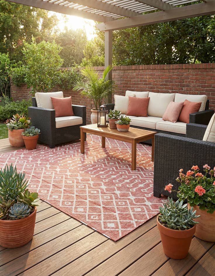 Detail image of 7' x 10' Easy-Clean Trellis Indoor / Outdoor Rug