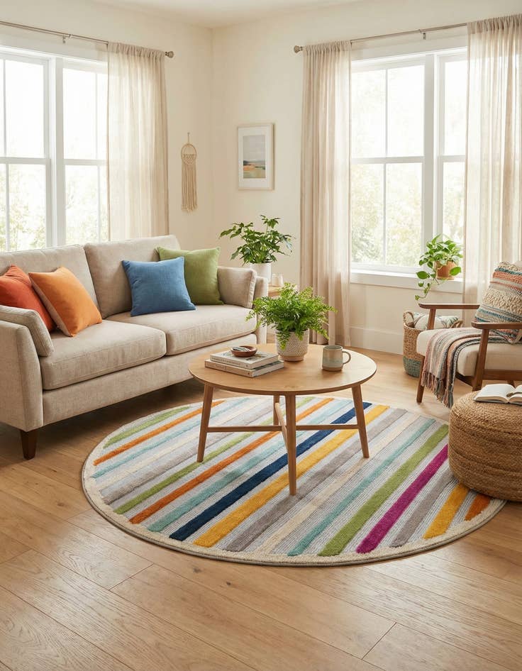 Detail image of 5' 3 x 5' 3  Washable Aruba Indoor / Outdoor Round Rug