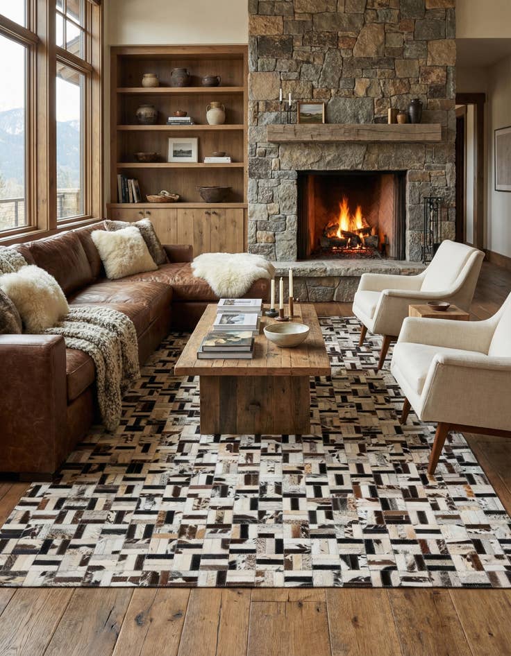 Detail image of 5' x 8' Cowhide Leather Rug