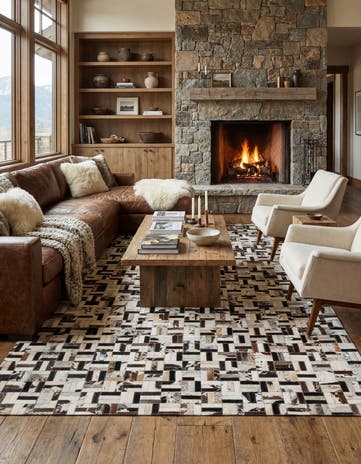 5' x 8' Cowhide Leather Rug