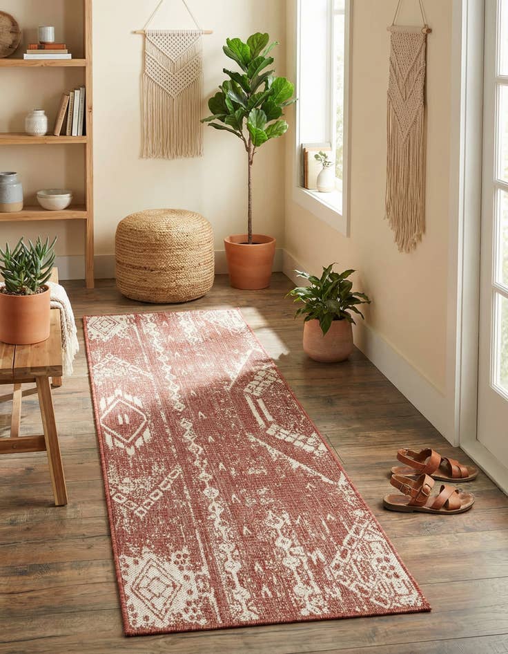 Detail image of  2' x 5' 3  Washable Bohemian Indoor / Outdoor Runner Rug