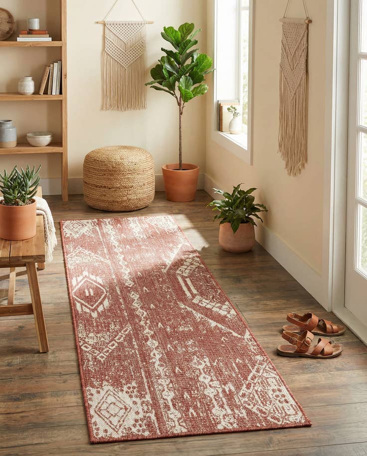 Detail image of 2' x 5' 3 Easy-Clean Bohemian Indoor / Outdoor Runner Rug