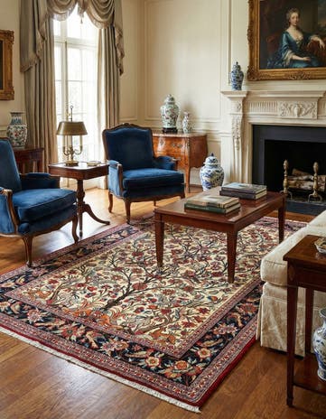 4' 8 x 6' 11 Hand Knotted Qom Persian Rug