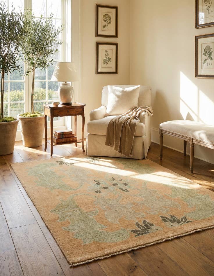 Detail image of 4' 3 x 5' 8  Hand Knotted Oushak Wool Rug