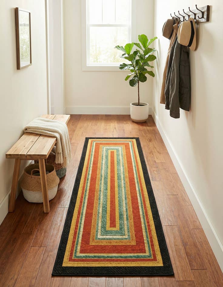Detail image of 2' x 6'  Washable Modern Indoor / Outdoor Runner Rug