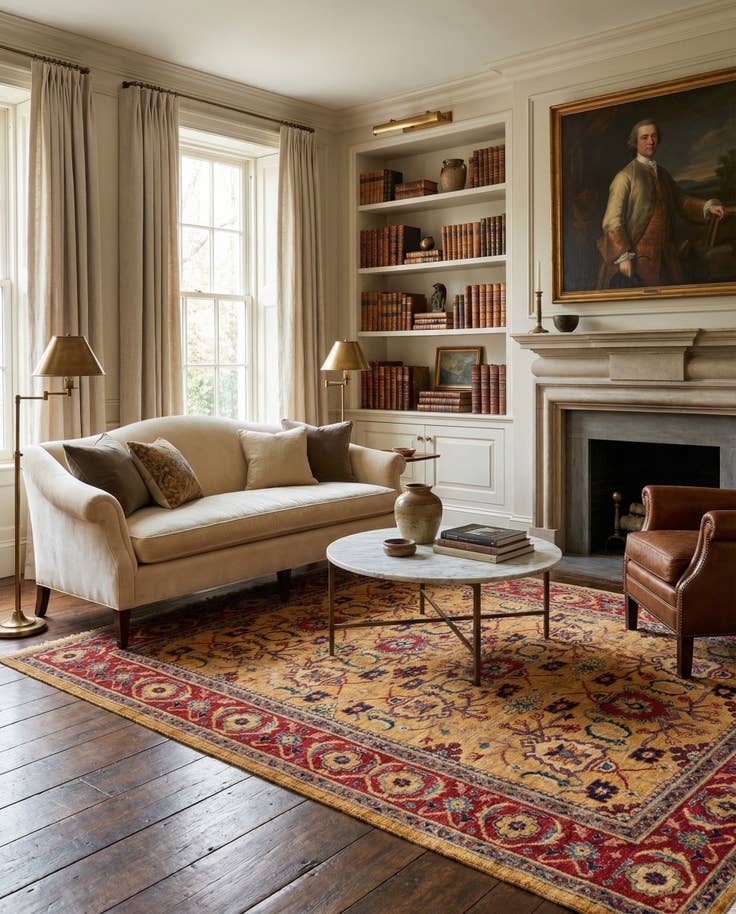 Detail image of 5' 6 x 8' Hand Knotted Ziegler Wool Rug