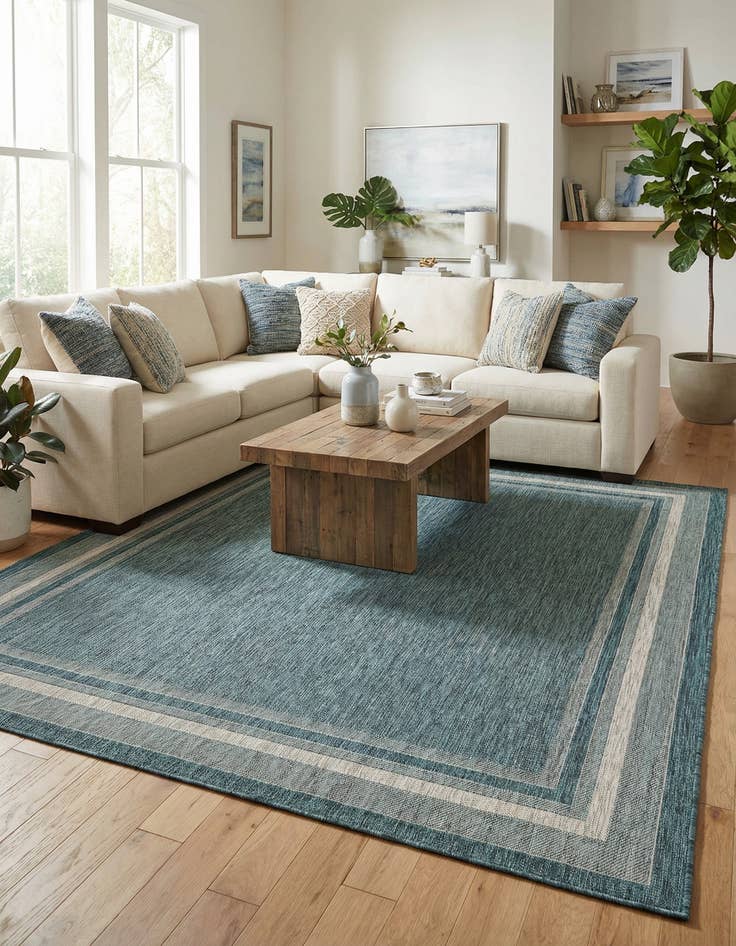 Detail image of  10' x 10'  Washable Border Indoor / Outdoor Square Rug