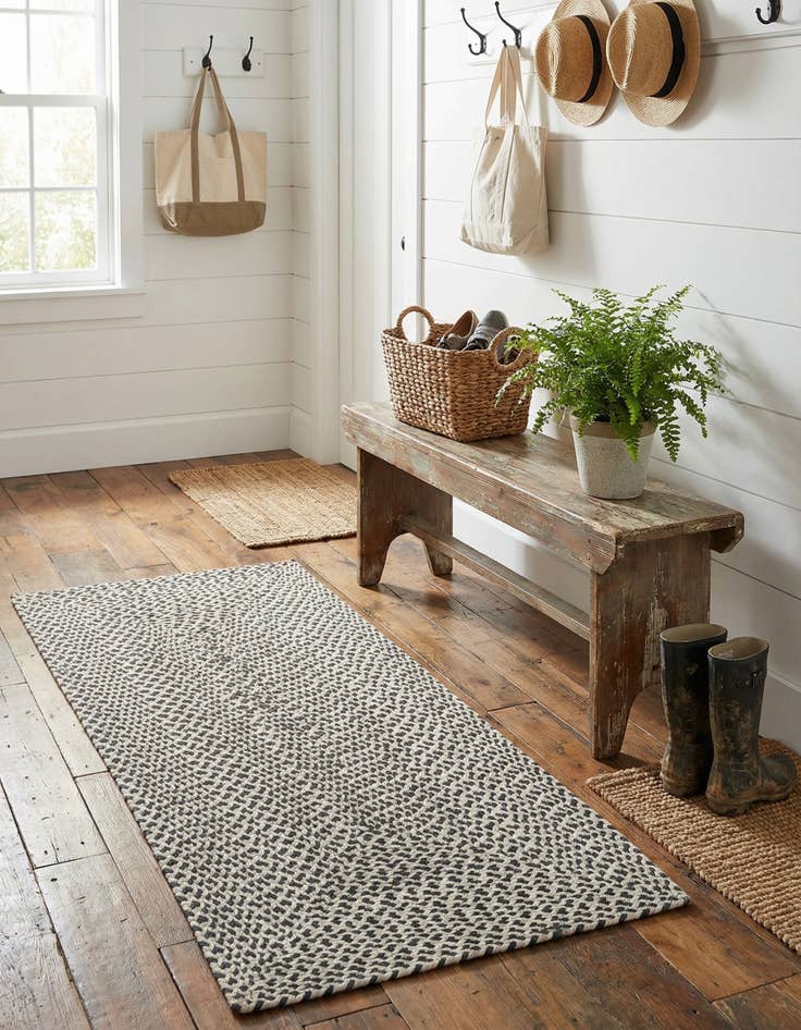 Detail image of 2' x 4' 1  Hand Tweed Braided Jute Runner Rug