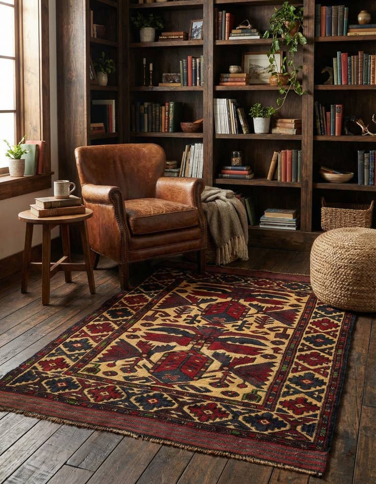 Detail image of  3' 1 x 4' 9  Hand Knotted Sumak Wool Rug