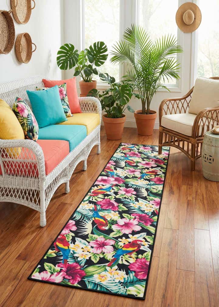 2' x 10' Easy-Clean Jill Zarin Caribbean Indoor / Outdoor Runner Rug