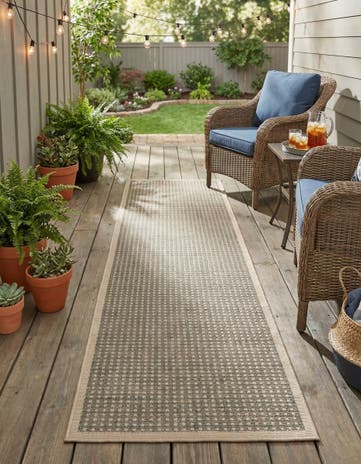 2' 7 x 12' Easy-Clean Border Indoor / Outdoor Runner Rug