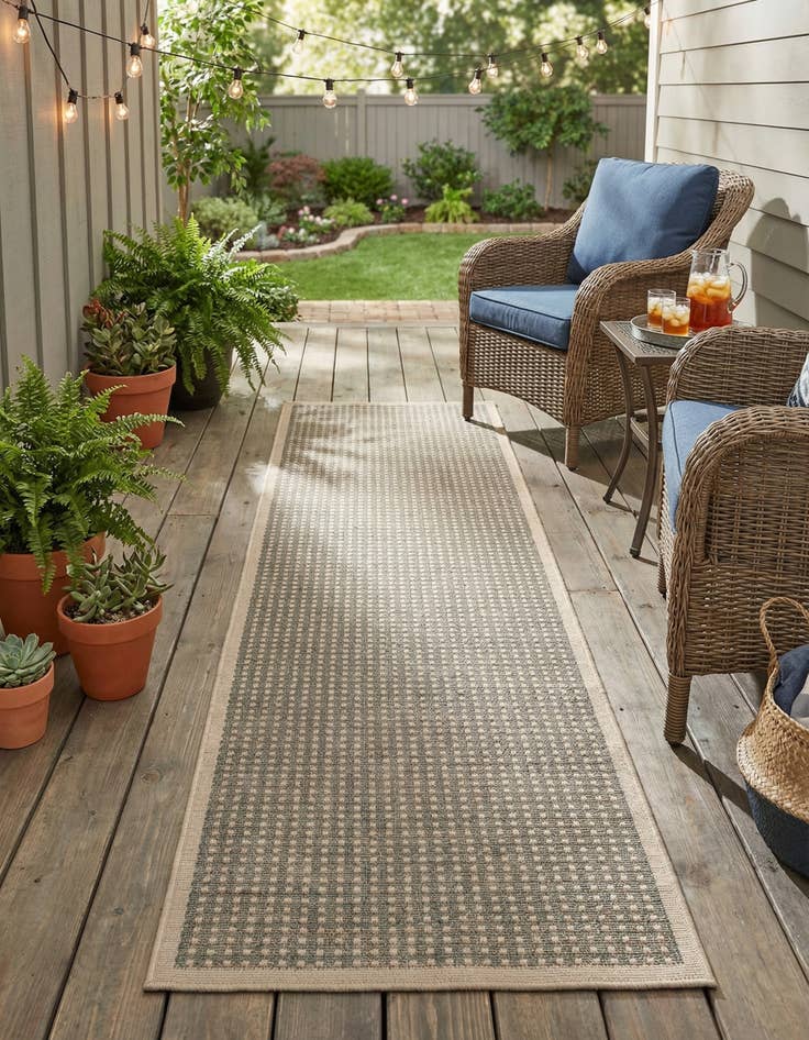 Detail image of 2' 7 x 12'  Washable Border Indoor / Outdoor Runner Rug