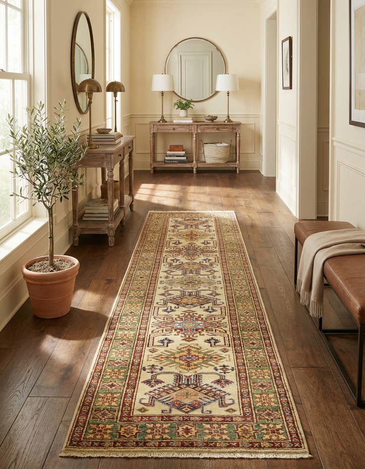 Detail image of 2' 7 x 9' 9 Hand Knotted Kazak Oriental Runner Rug