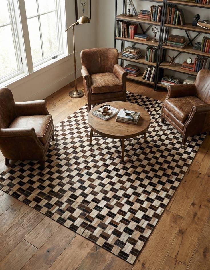 Detail image of  4' 11 x 7' 9 Cowhide - Patchwork Rug