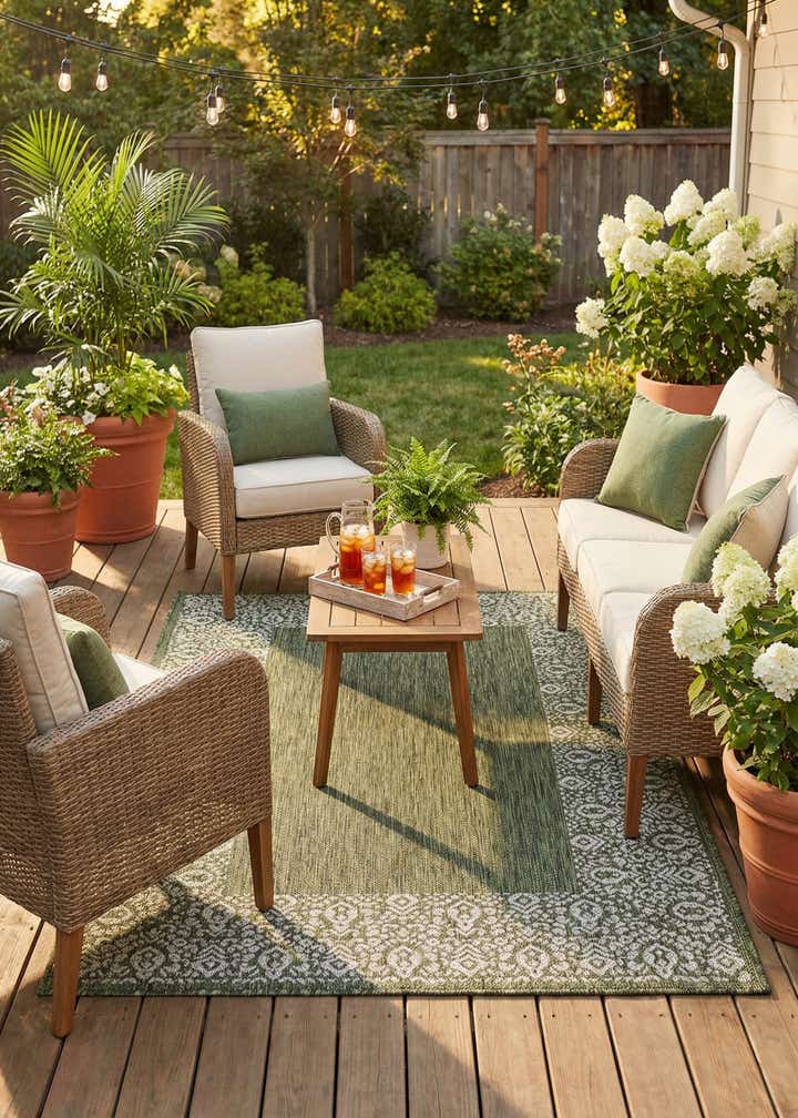 4' x 6' Easy-Clean Border Indoor / Outdoor Rug