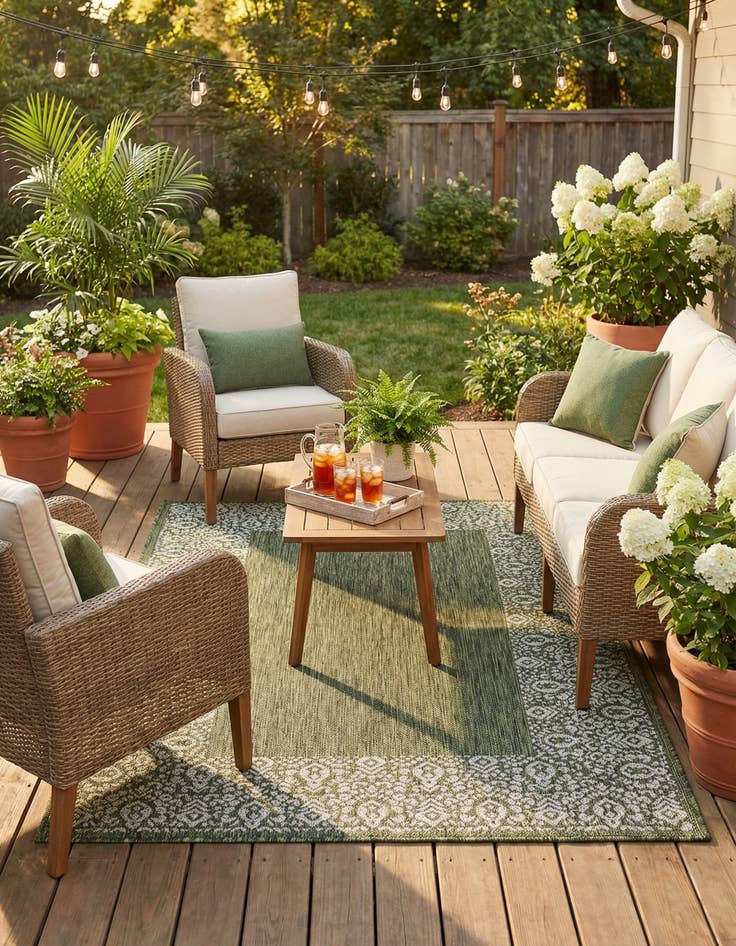 Detail image of 4' x 6'  Washable Border Indoor / Outdoor Rug