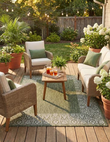 4' x 6' Easy-Clean Border Indoor / Outdoor Rug