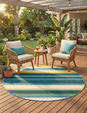 7' 10 x 7' 10 Easy-Clean Border Indoor / Outdoor Round Rug