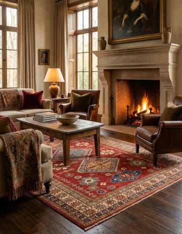 6' 2 x 8' 10 Hand Knotted Kazak Oriental Rug