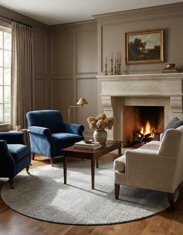 5' 3 x 5' 3 Hand Woven Jill Zarin English Manor Farmhouse Wool Round Rug