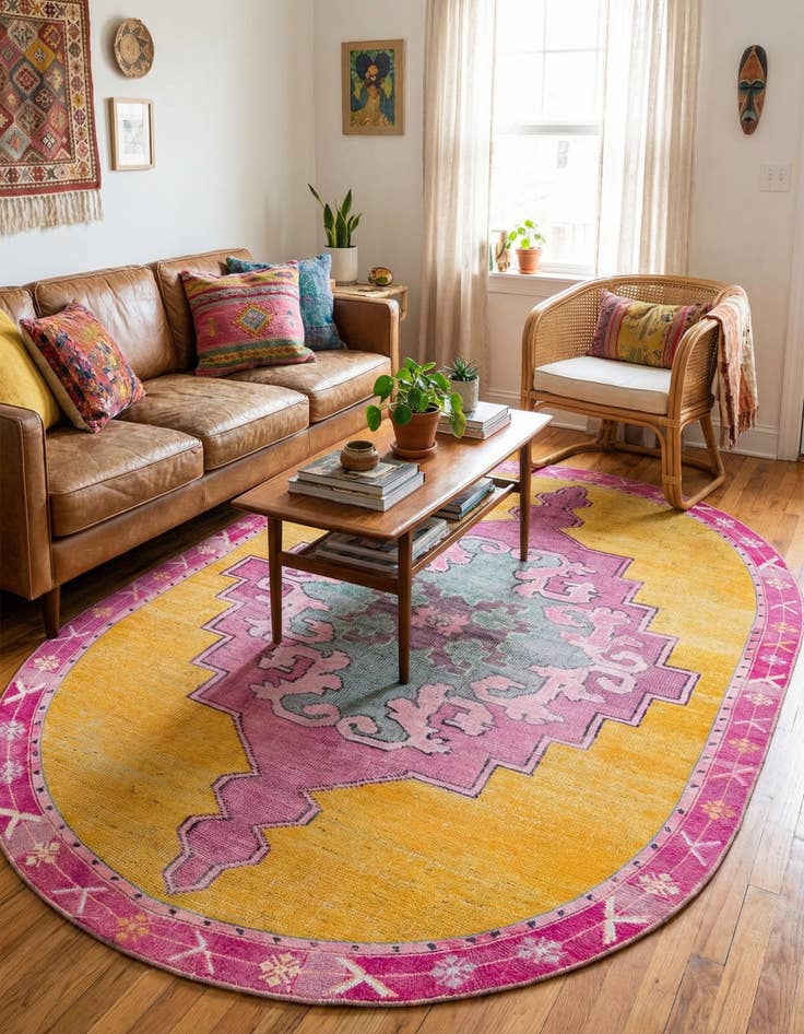 Detail image of 7' 6 x 10' 6 Washable Timeless Oval Rug