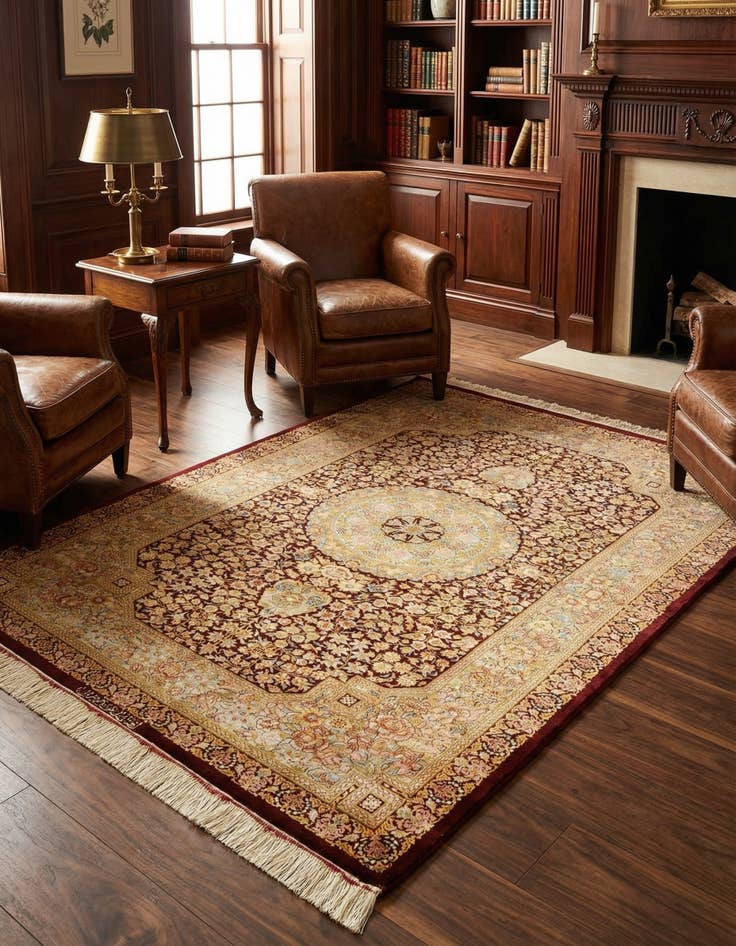 Detail image of 3' 4 x 3' 5 Ghom Silk Square Rug