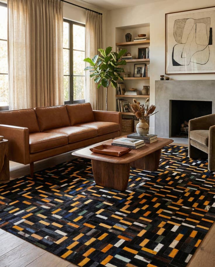 Detail image of 5' x 7' 11 Cowhide - Patchwork Rug