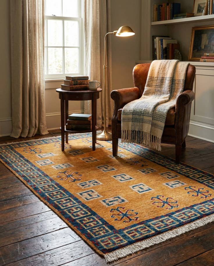 Detail image of 2' 7 x 4' 1 Hand Knotted Ziegler Wool Rug