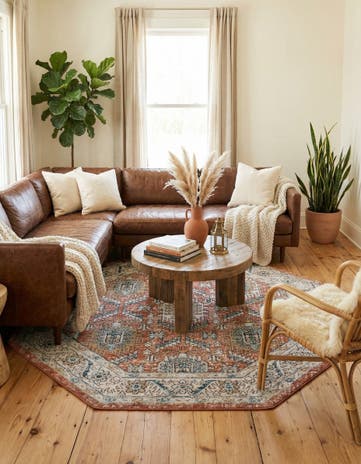 Salmon Pink Nyla Octagon Rug